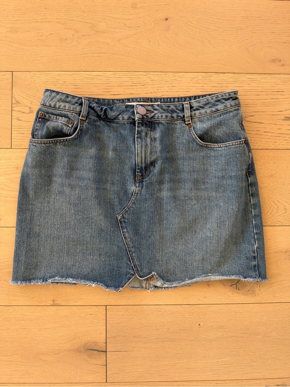 ASOS Blue Denim Mini Skirt with Raw Hem